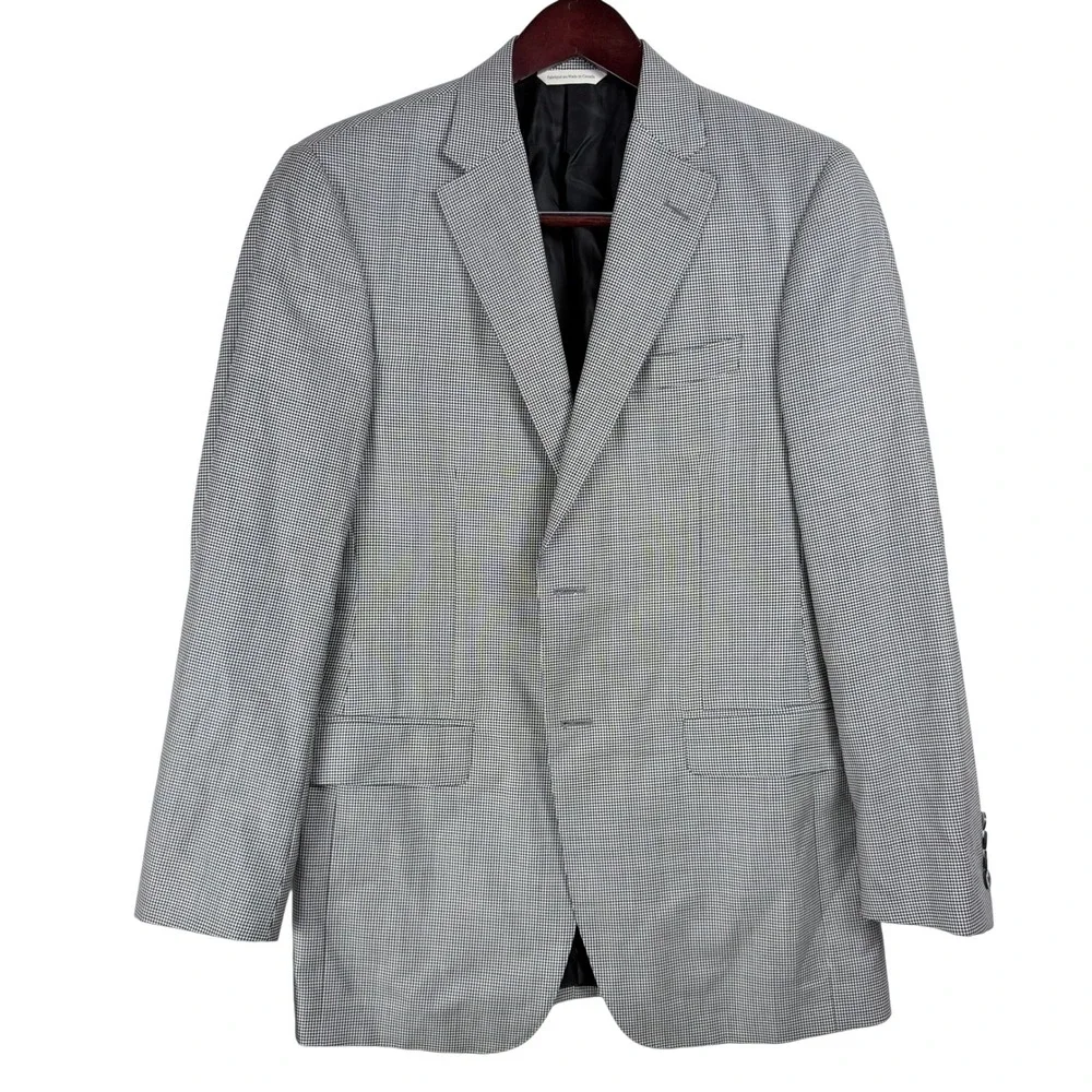 Samuelsohn Blazer Mens 40 Reg Wool Silk Houndstooth SB Gable Luxury Academia